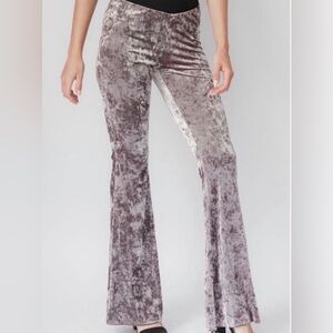 Band of Gypsies Crushed Velvet Helga Flare Pants Dusty Lavender Size XS